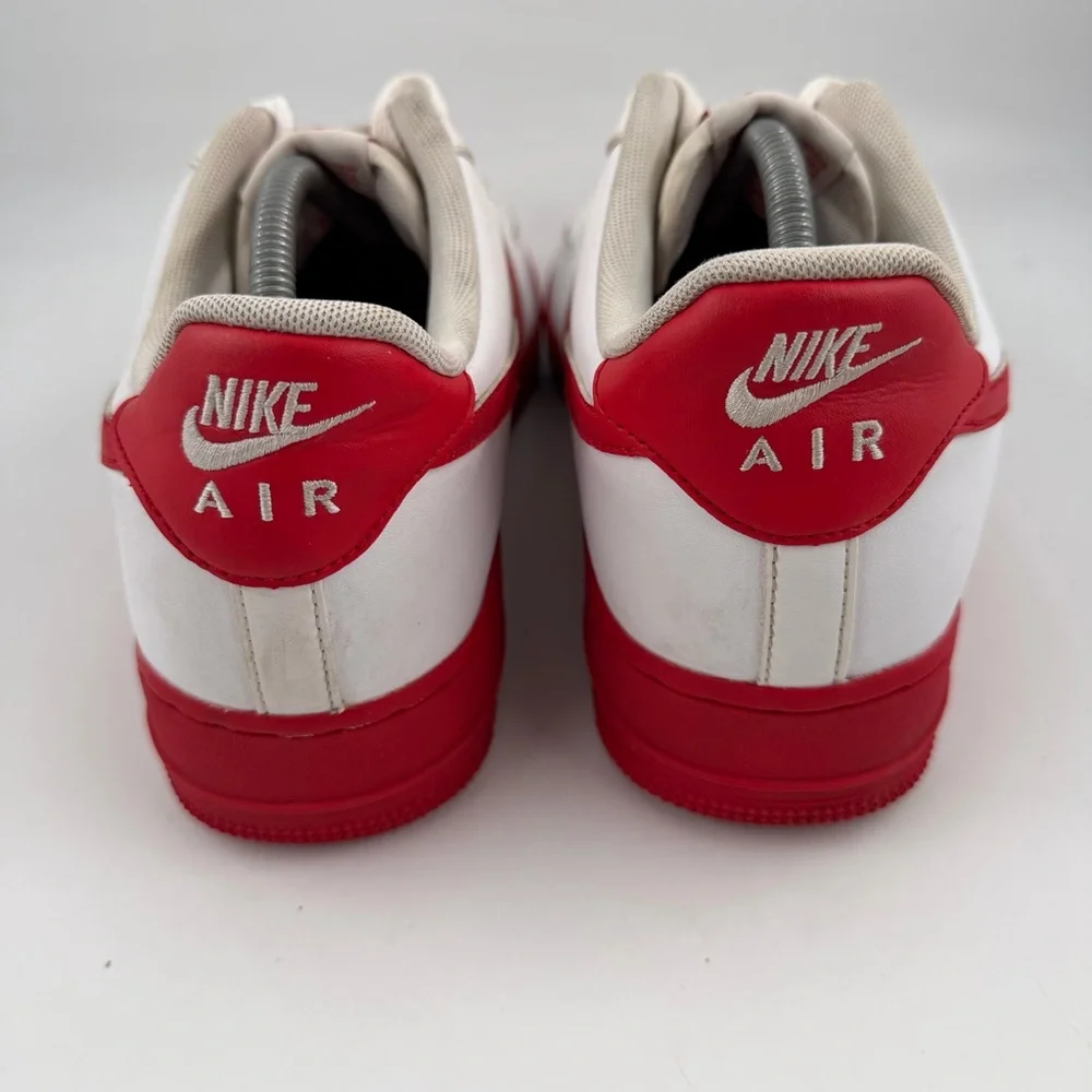 Nike Men’s Air Force 1 ‘07 - SZ 11 - White Red Lace-Up Low Top Shoes Sneakers